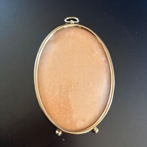 Antique oval bubble picture frame gold color medium MCM decor home